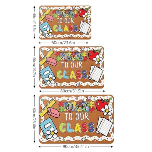 Classroom Welcome Mat with Flower Design - Non Slip Entry Rug for School
