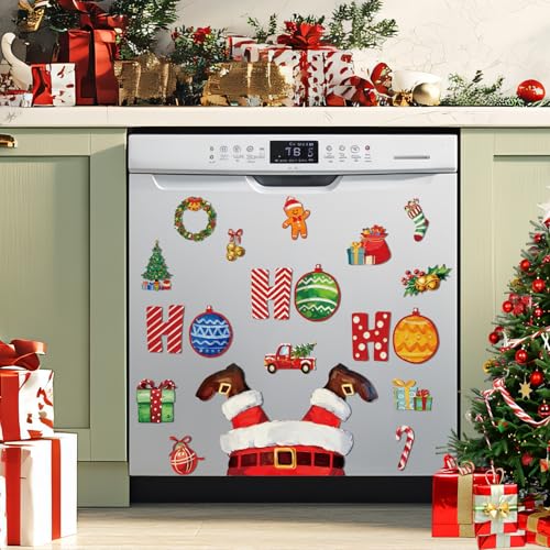 Christmas Dishwasher Magnet Cover Santa Ho Ho Ho Kitchen Decor Set