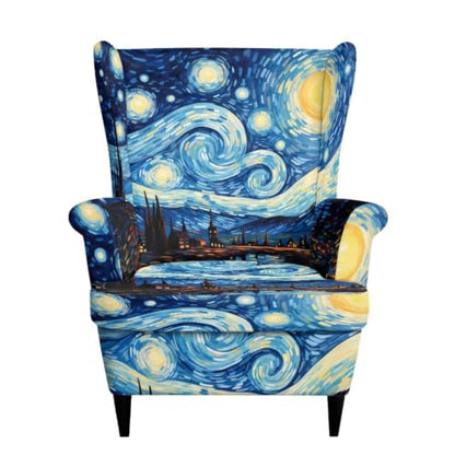 Van Gogh Starry Night Wingback Chair Cover 2-Piece Slipcover - Custom Fit