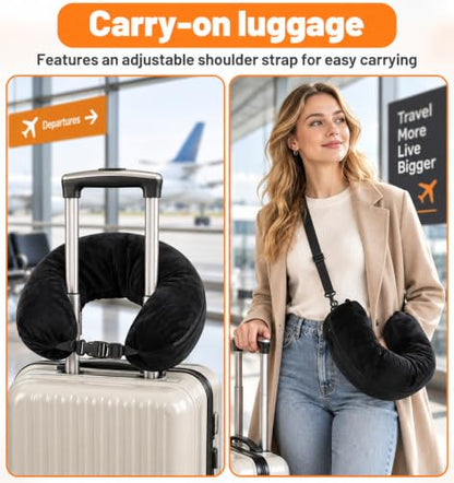 Stuffable Travel Neck Pillow - Adjustable, Space-Saving Support for Airplane & Car