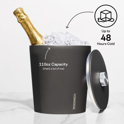 Corkcicle Insulated Ice Bucket with Lid, Stainless Steel, 100oz Capacity – Triple-Walled, Non-Slip Bottom, Keeps Ice Cold for 48 Hours – Dishwasher Safe, Ergonomic Design with Non-Slip Bottom