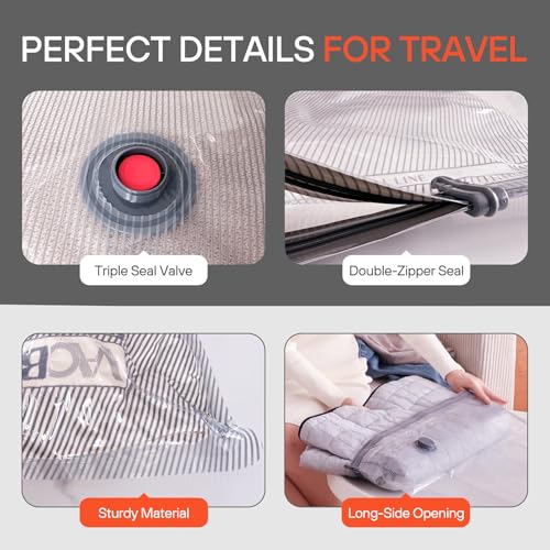 Travel Vacuum Storage Bags 9 Pack with 3 Sizes - Compression Packing for Clothing