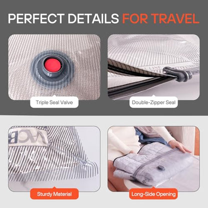 Travel Vacuum Storage Bags 9 Pack with 3 Sizes - Compression Packing for Clothing