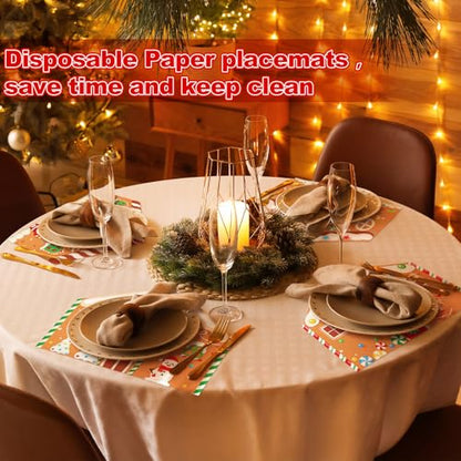 Christmas Gingerbread House Disposable Paper Placemats - 36 Pack
