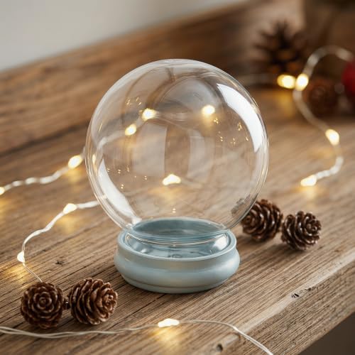 Glass Snow Globe Kit 3 Pieces with Rubber Base Dome for DIY Christmas Decorations