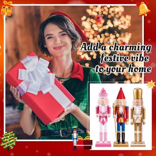 12-Piece Unfinished Wooden Nutcracker Craft Kit with Beards & Brushes - DIY Christmas Decorations (Variation 32)