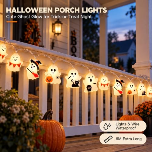 Halloween Ghost String Lights 20FT 40LED Battery Operated - Variation: Ghost