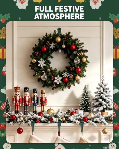 Green Christmas Garland Hangers for Mantle - 6 Pack