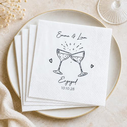 Personalized Wedding Cocktail Napkins - Design 1, Custom Text for Bridal Shower & Reception