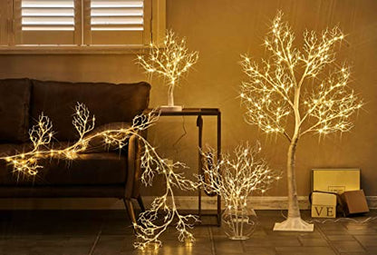 White 6FT Lighted Fairy Garland with Timer 120 LEDs Indoor Outdoor Decor
