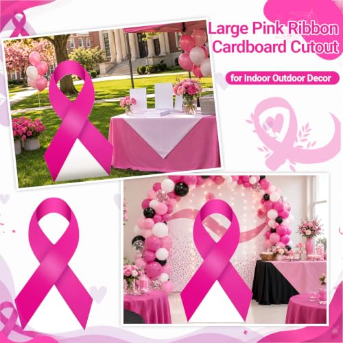 Pink Ribbon Awareness Stand-Up for Indoor Outdoor Decor - 4 FT