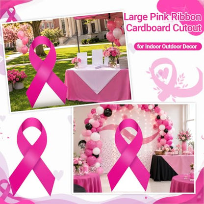 Pink Ribbon Awareness Stand-Up for Indoor Outdoor Decor - 4 FT