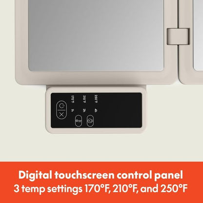 Bella Fold & Store Warming Tray - Adjustable Temperature & Timer | Compact 24.8” to 8.3” Design, Auto Shutoff, Stainless Steel