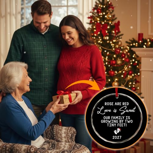 Baby Announcement Ornament 2026 - Pregnancy Reveal Christmas Keepsake - First Time Parents Gift - Variation 02