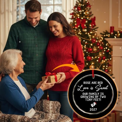 Baby Announcement Ornament 2026 - Pregnancy Reveal Christmas Keepsake - First Time Parents Gift - Variation 02
