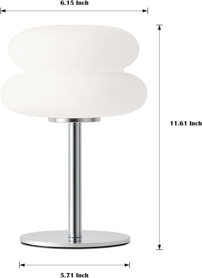 Skiennix White Mushroom Lamp - Dimmable Mid Century Modern Bedside Light for Home Decor | Cute Ambient Lighting