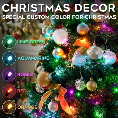 Multicolor LED Christmas Tree Lights 200 Bright Bulbs with Remote - 8 Modes