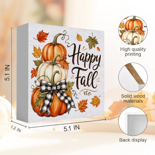 Happy3 Fall Wooden Sign - Rustic Pumpkin Autumn Home Decor