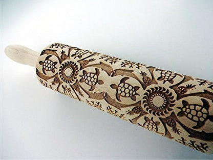 HAWAII Rolling Pin with Pineapple Dolphin Turtle Seaside Beach Sun Hawaii Pattern Design Baking Tool