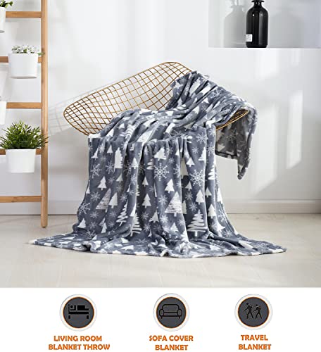 50 x 60 Inch Christmas Tree Fleece Blanket - Holiday Velvet Throw for Winter, Couch & Gift