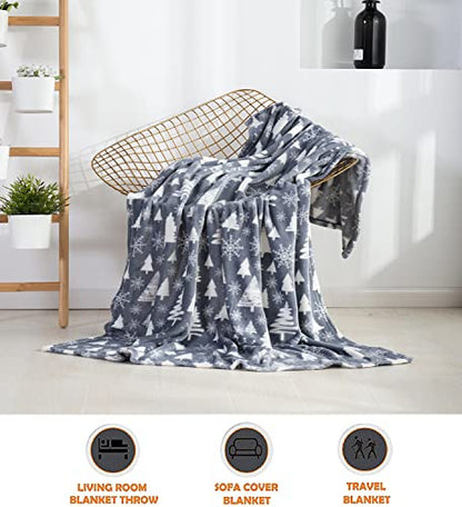 50 x 60 Inch Christmas Tree Fleece Blanket - Holiday Velvet Throw for Winter, Couch & Gift