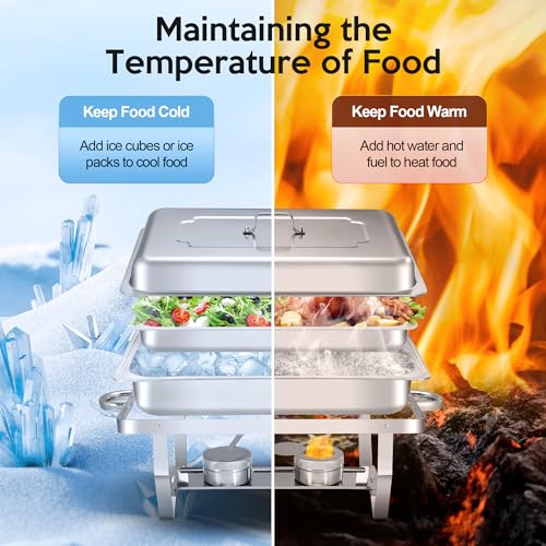 Rengue 9.5 QT Silver Chafing Dishes Buffet Set (4 Pack) for Catering & Events