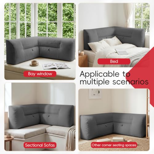 Reading Pillow for Couch Corner with Support & Pocket - Ergonomic Lumbar Cushion