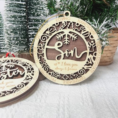 Son Engraved Love You Always Christmas Ornament - Keepsake Gift from Parents
