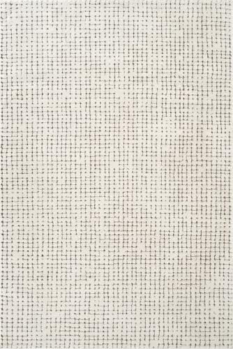 Abani Cream Runner Rug 2'6 x 6' Grid Pattern Non-Shedding Entryway Floor Mat