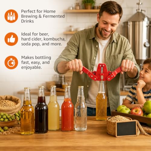 Manual Bottle Capper Tool for Homebrewing with 150 Crown Caps
