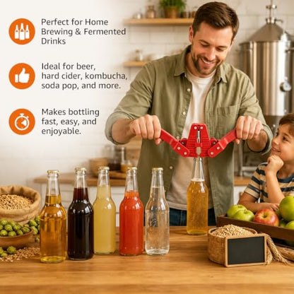 Manual Bottle Capper Tool for Homebrewing with 150 Crown Caps