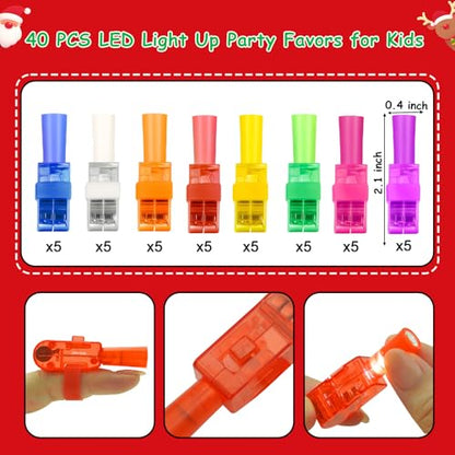 Christmas LED Finger Lights Set - Light Up Party Favors for Kids & Holiday Events - Variation of Christmas Style 1