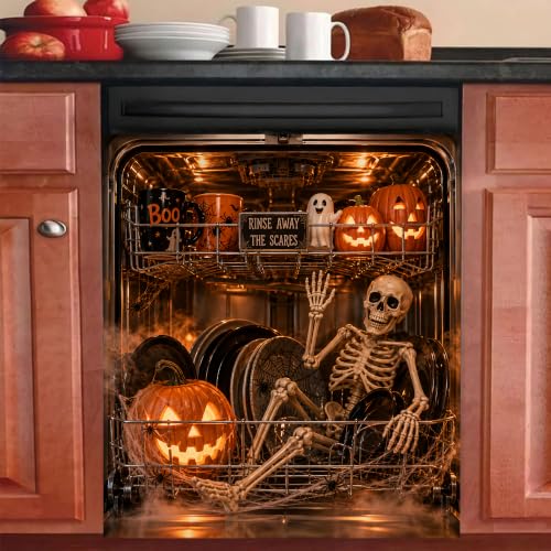 Halloween Skull Skeleton Dishwasher Magnet Cover - One Size Fall Decor