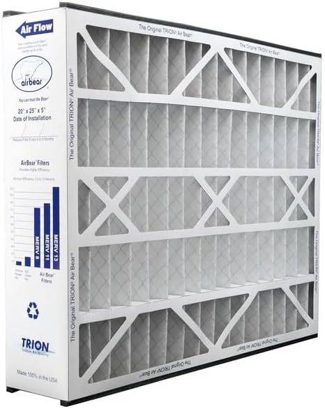 Trion Air Bear Pleated Air Filter - MERV 11 | 20” x 25” x 5” (2-Pack) for Superior Air Quality
