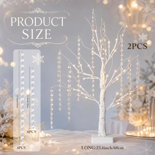 Lighted Birch Tree Decor Set - 2ft White Holiday Wedding Christmas Centerpieces