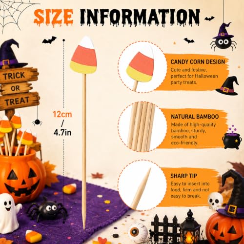 Halloween Candy Corn Cocktail Picks - 100 Pc Fall Party Toothpicks