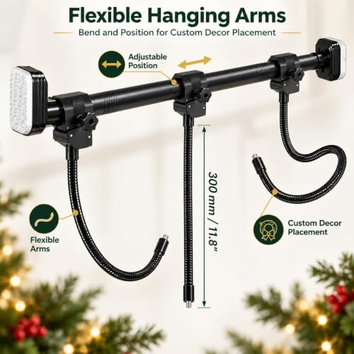 Adjustable Garland Hanger for Door Frame No Hardware, Extends 31.5-94.5 Inches, Holds 20 Lbs, Damage-Free Christmas Halloween Decor — B / S (31.5-39.4in)