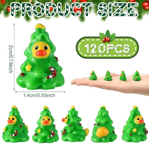 120 Pcs Christmas Resin Duck Figurines for Miniature Gardens & Crafts - Green Variant