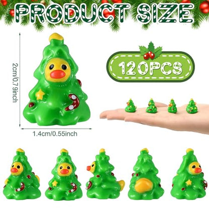 120 Pcs Christmas Resin Duck Figurines for Miniature Gardens & Crafts - Green Variant