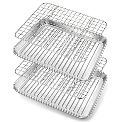 E-far Stainless Steel Baking Sheet with Rack Set of 4