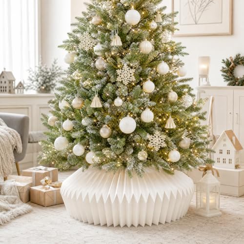 Honeycomb Christmas Tree Collar White Folding Paper Tree Skirt