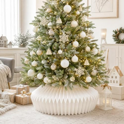 Honeycomb Christmas Tree Collar White Folding Paper Tree Skirt