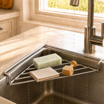 Stainless Steel Corner Sink Shelf - Triangle Corner Sink Drying Rack 1Pc