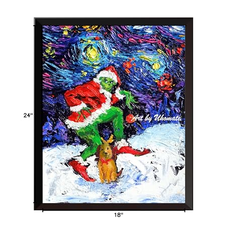 Christmas Grinch Poster Wall Art Canvas Print 18x24 Inches - Nursery Decor