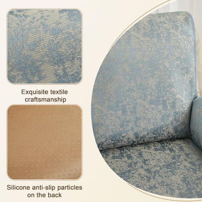 Summer Microfiber Recliner Cover Non-Slip 1 Seater with Storage Blue