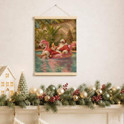 IIIBEBEYSALO Tropical Christmas Santa Wall Art Poster 12x16 Inch - Christmas-6