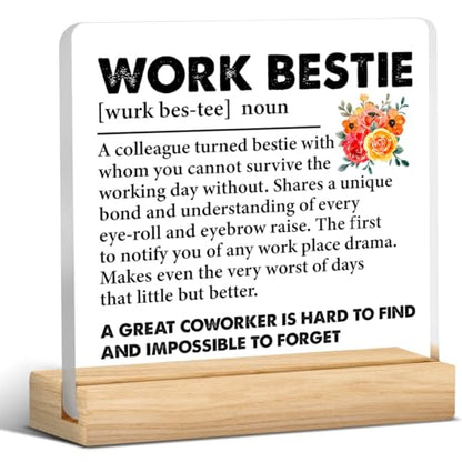 Work Bestie Gifts for Women D12 - Funny Office Desk Sign Keepsake Acrylic