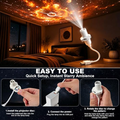 HD Star Projector for Bedroom Ceiling - Galaxy & Ocean Light with 360° Adjustable Angle