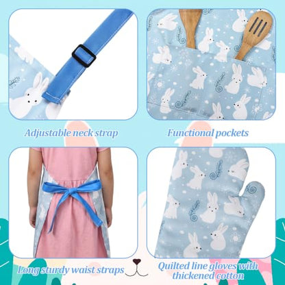 Kids Apron and Chef Hat Set - Rabbit Variation, Play Kitchen Accessories
