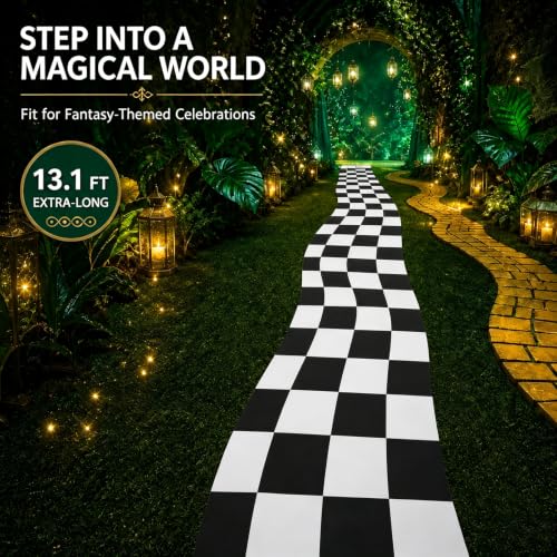 Halloween Checkerboard Runner Rug for Party Decor, 13.1 Ft